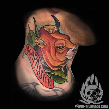 Kevin Bledsoe - Vegan Compassion neck tattoo